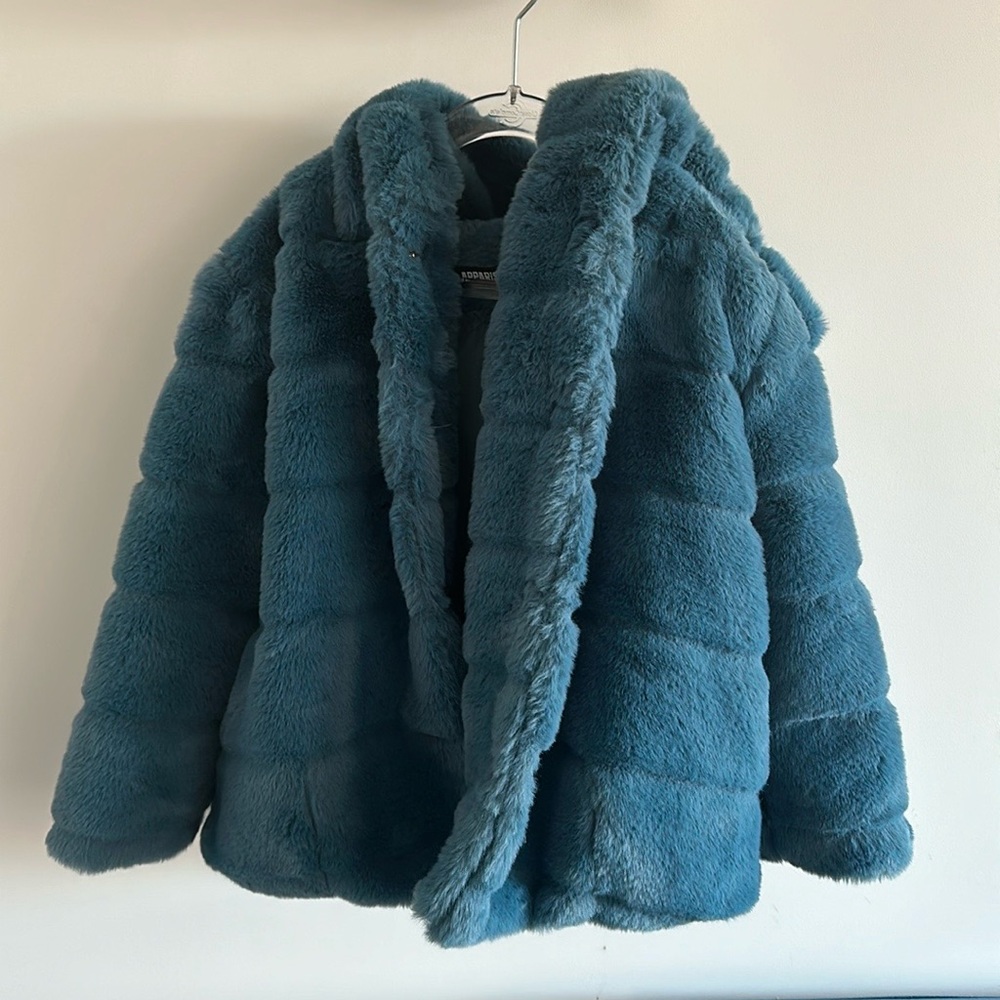 Apparis Kid faux fur coat - teal size 6